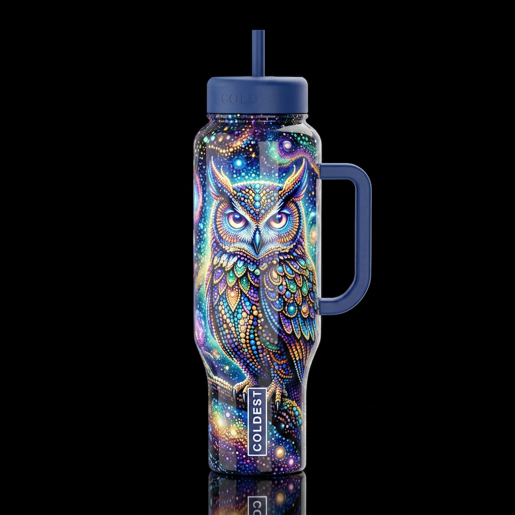 Pointilisim, glossy, trompe-l'œil, beautiferous, g... water bottle design
