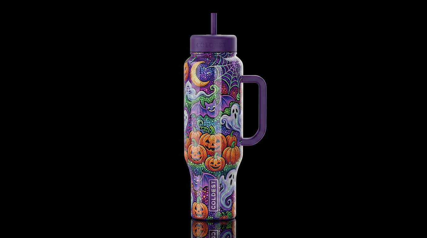 Pointilisim, glossy, trompe-l'œil, beautiferous, g... water bottle design