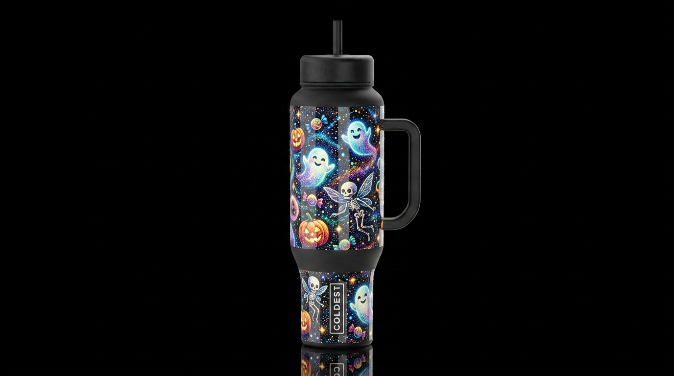Pointilisim, glossy, trompe-l'œil, beautiferous, g... water bottle design