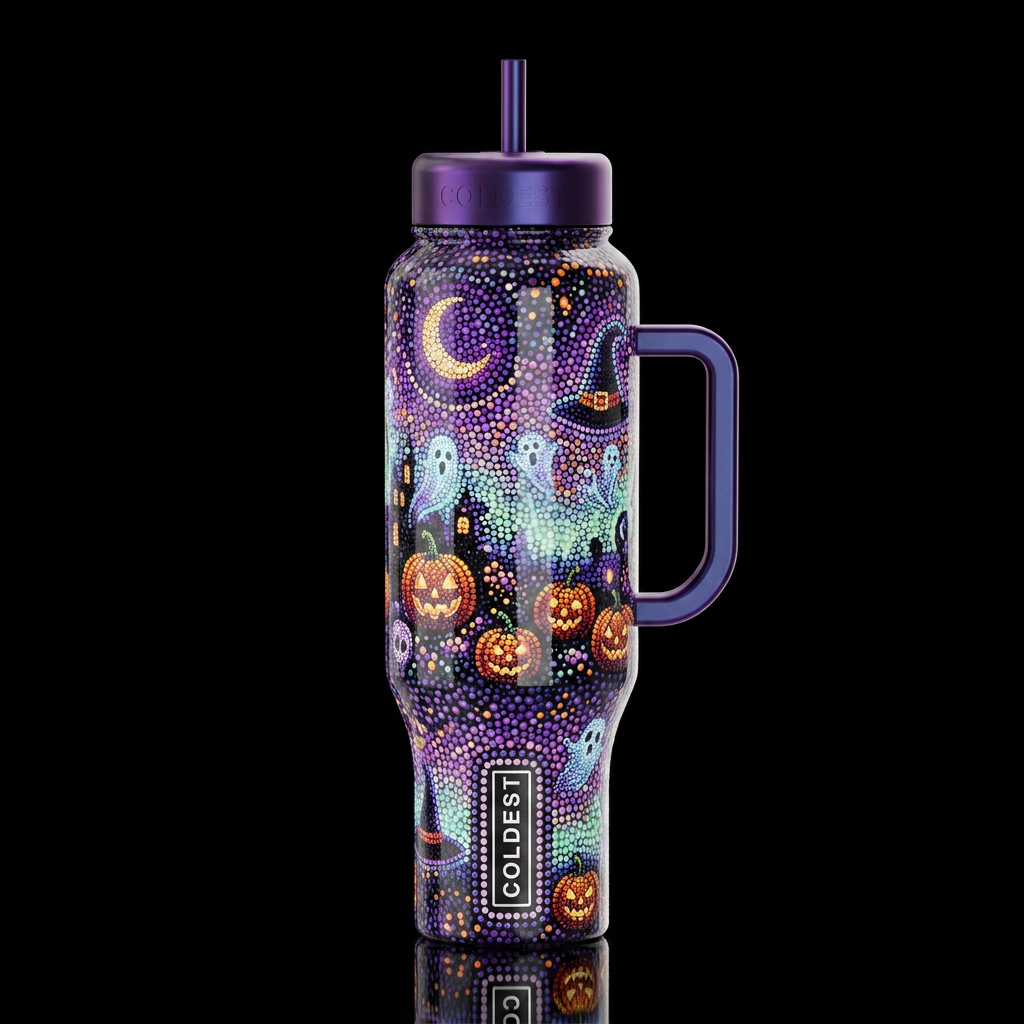 Pointilisim, glossy, trompe-l'œil, beautiferous, g... water bottle design