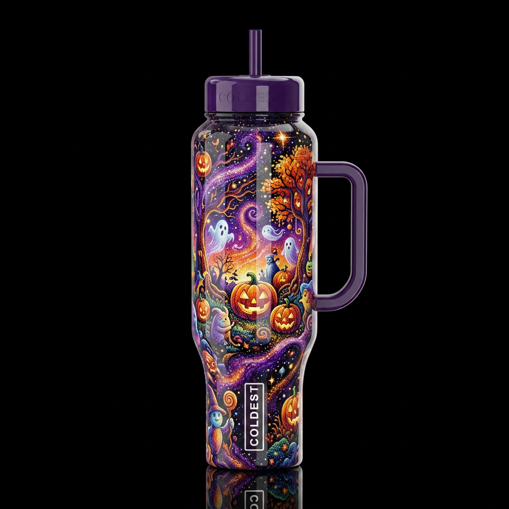 Pointilisim, glossy, trompe-l'œil, beautiferous, g... water bottle design