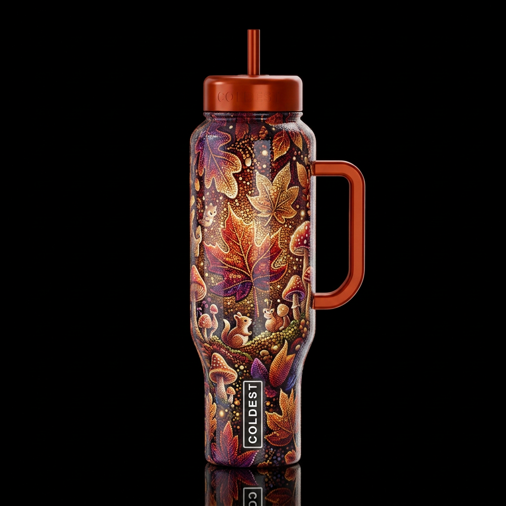 Pointilisim, glossy, trompe-l'œil, beautiferous, g... water bottle design