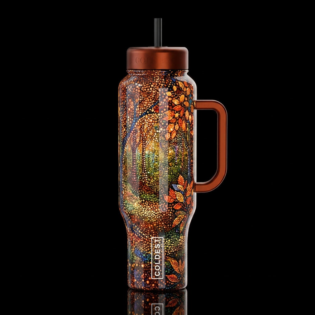 Pointilisim, glossy, trompe-l'œil, beautiferous, g... water bottle design