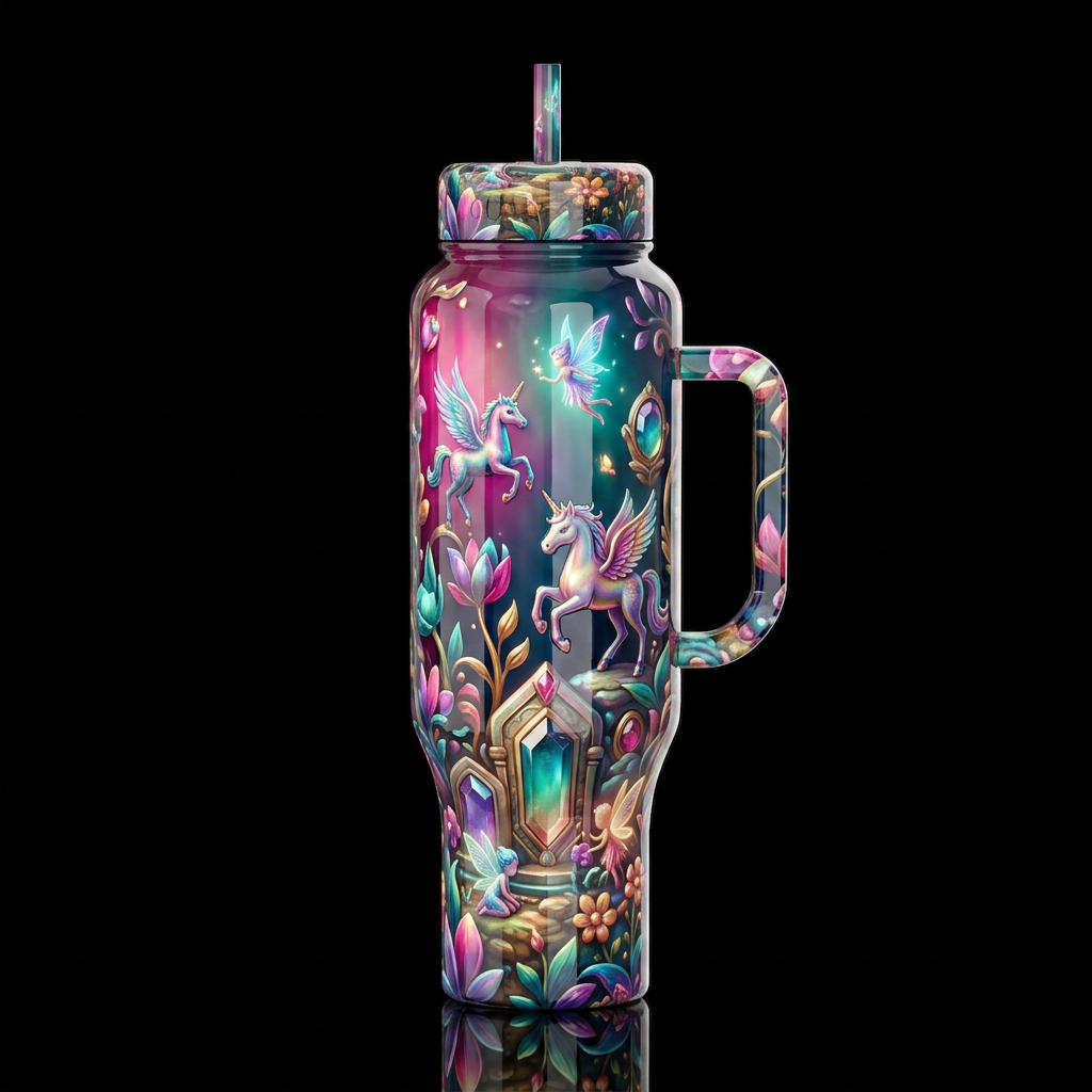 Overhaul,glossy, trompe-l'œil, beautiferous,imbued... water bottle design
