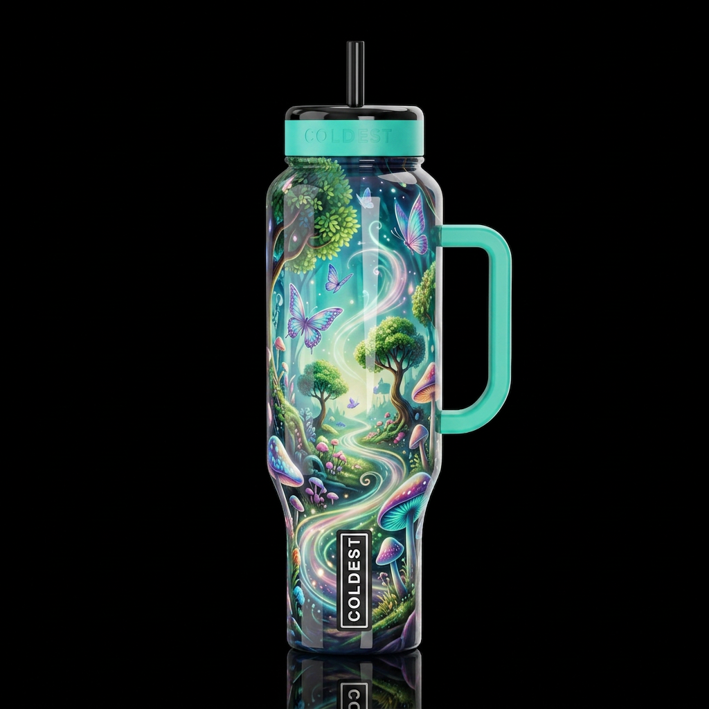 Overhaul,glossy, trompe-l'œil, beautiferous,imbued... water bottle design