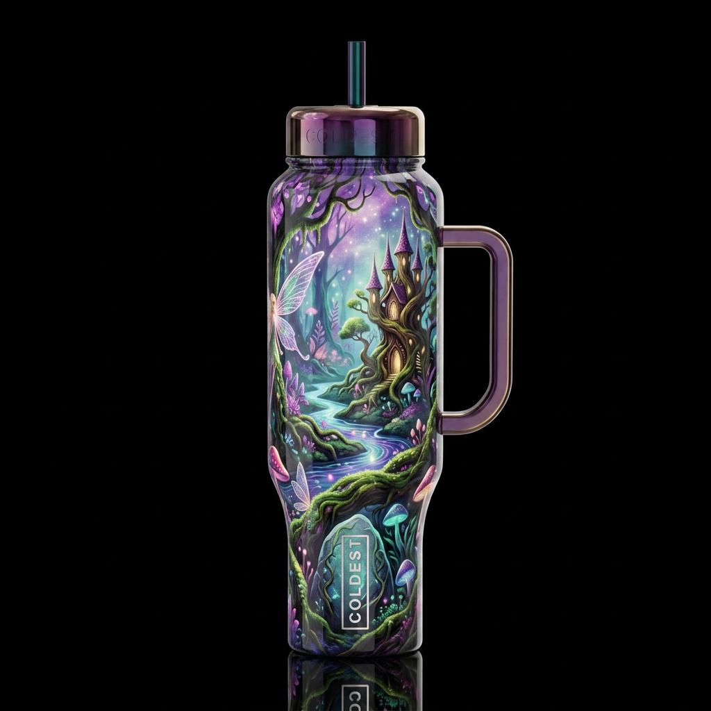 Overhaul,glossy, trompe-l'œil, beautiferous,imbued... water bottle design