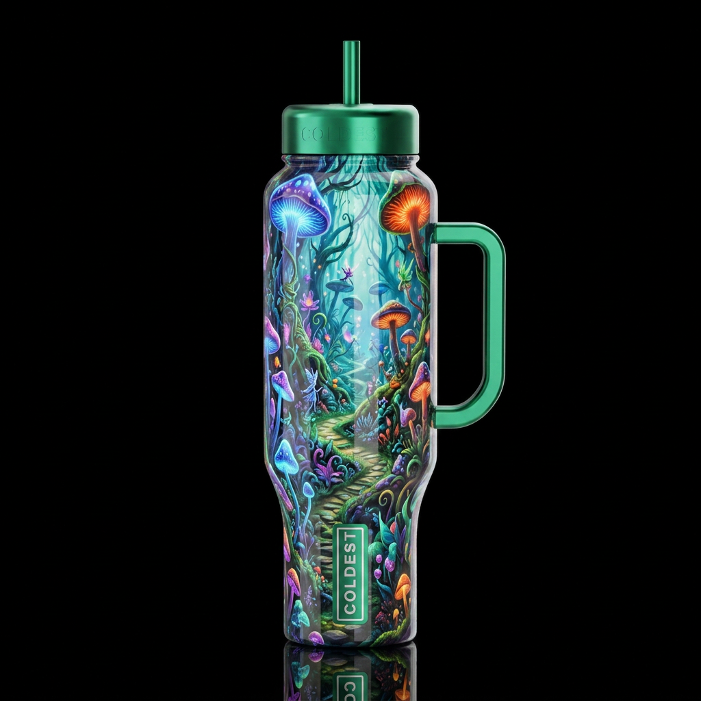 Overhaul,glossy, trompe-l'œil, beautiferous,imbued... water bottle design