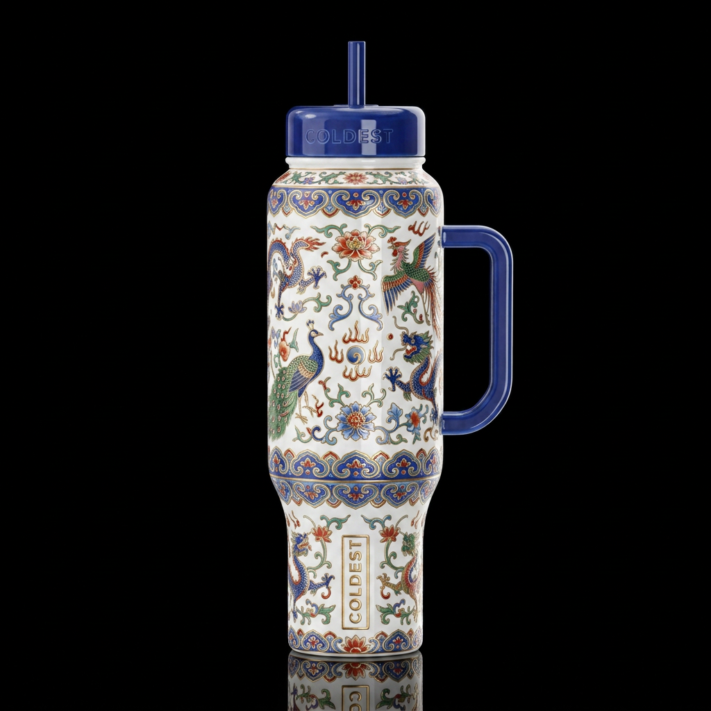 Chinese porcelain,dynasty, glossy, trompe-l'œil, b... water bottle design