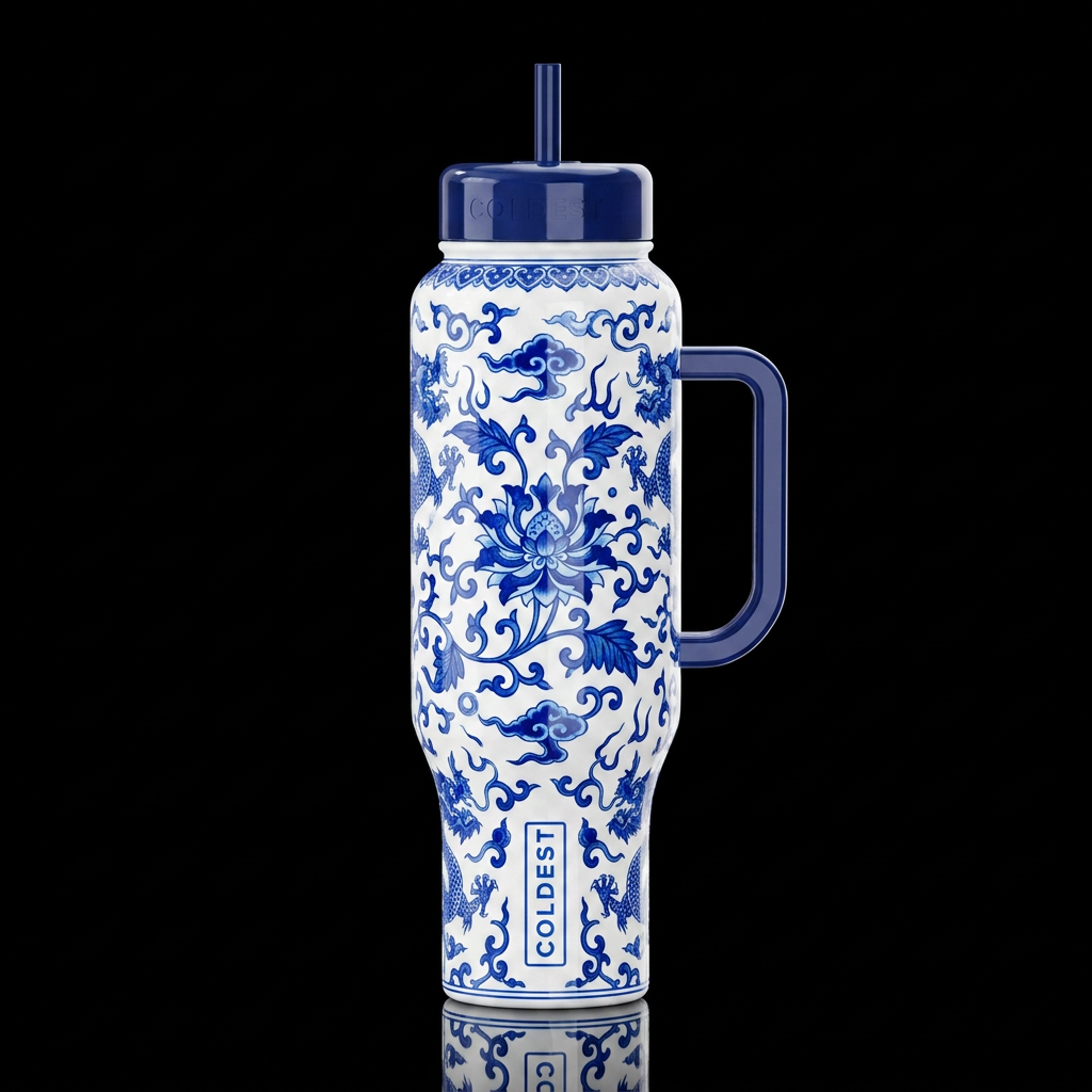 Chinese porcelain,dynasty, glossy, trompe-l'œil, b... water bottle design