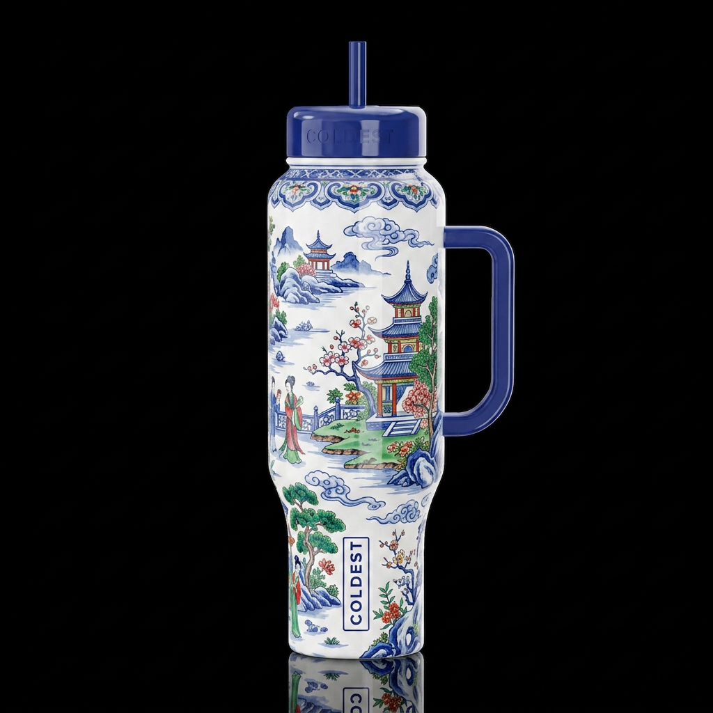 Chinese porcelain,dynasty, glossy, trompe-l'œil, b... water bottle design