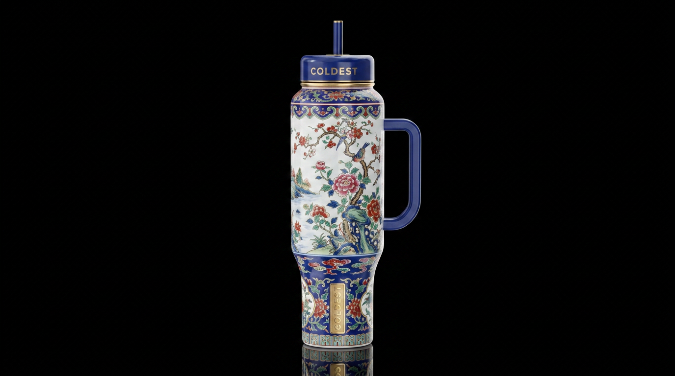 Chinese porcelain,dynasty, glossy, trompe-l'œil, b... water bottle design