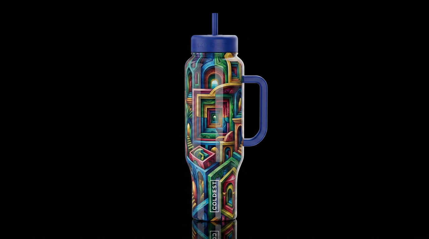 Nesting, glossy, trompe-l'œil, beautiferous and water bottle design