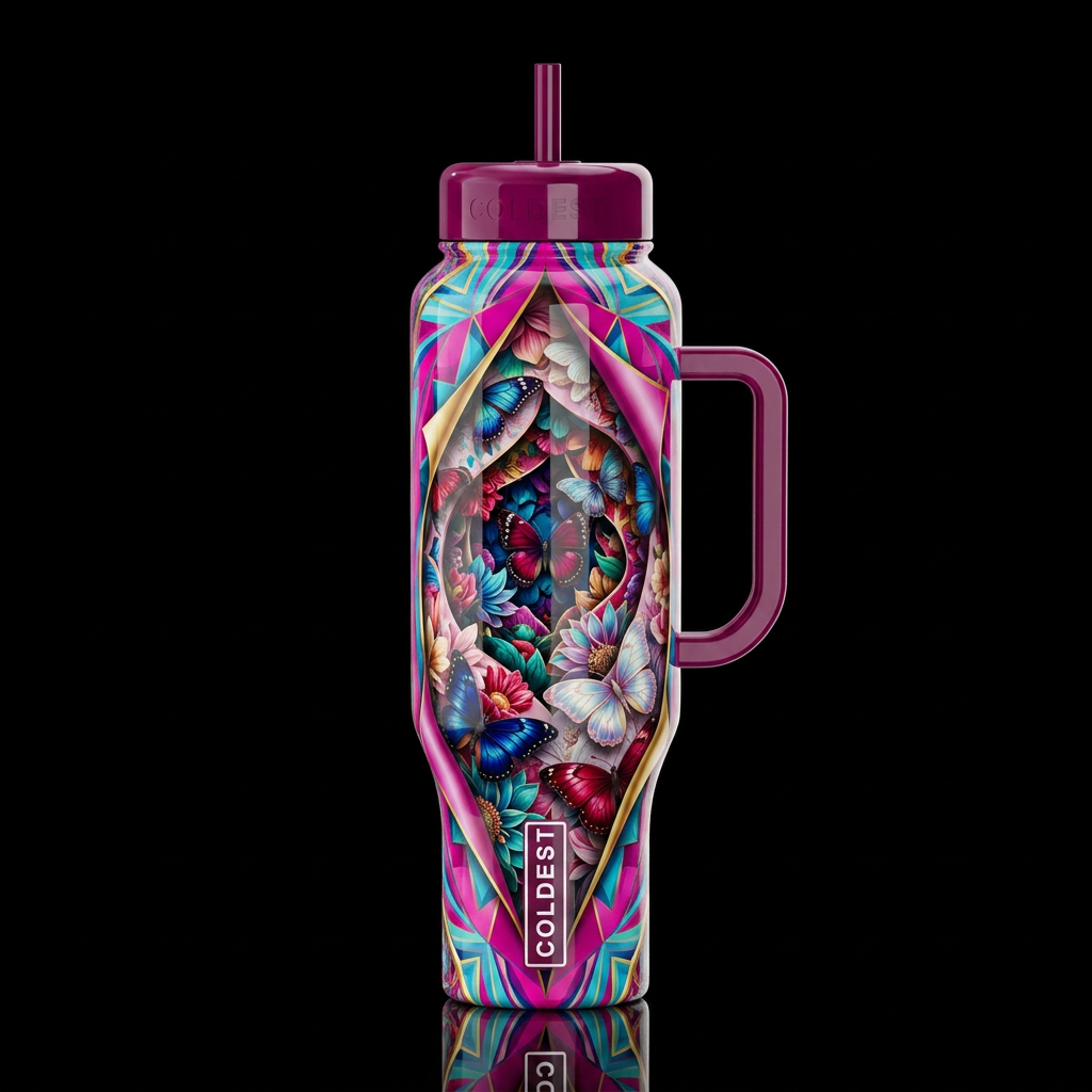Nesting, glossy, trompe-l'œil, beautiferous and water bottle design
