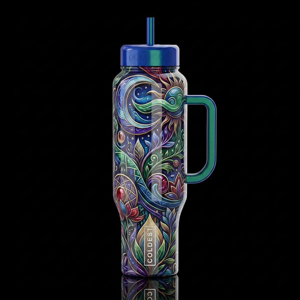 Nesting, glossy, trompe-l'œil, beautiferous and, d... water bottle design