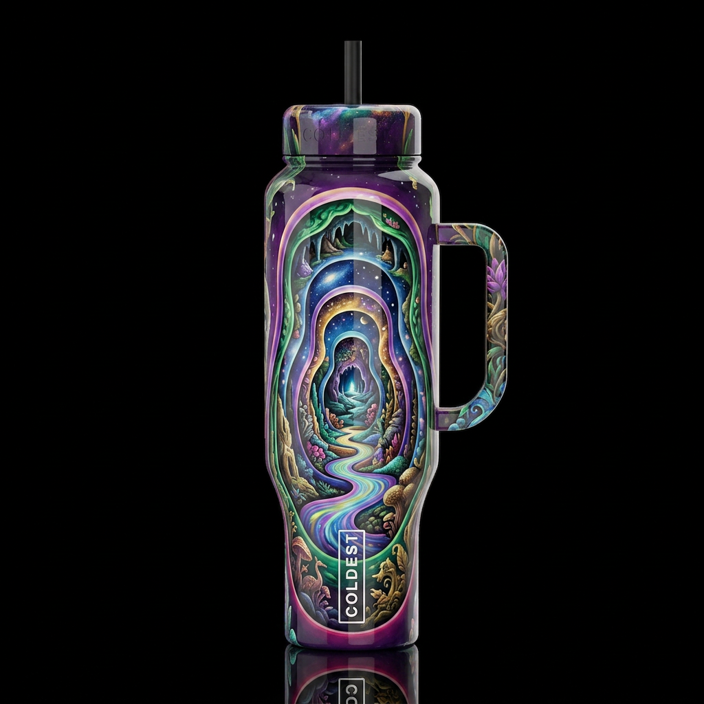 Nesting, glossy, trompe-l'œil, beautiferous and, d... water bottle design