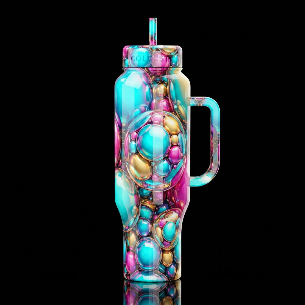 Nesting, glossy, trompe-l'œil, beautiferous and, d... water bottle design