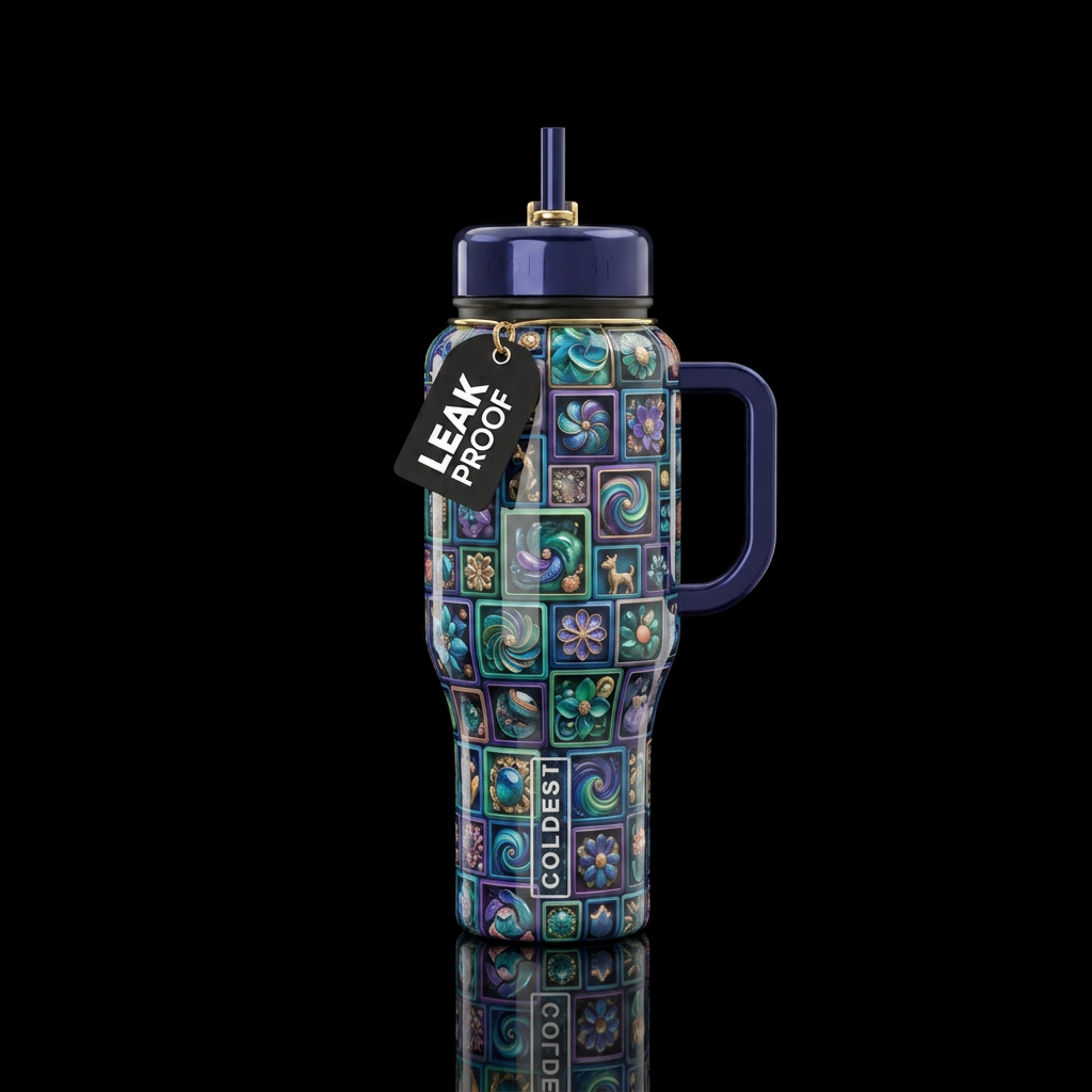 Nesting, glossy, trompe-l'œil, beautiferous and, d... water bottle design