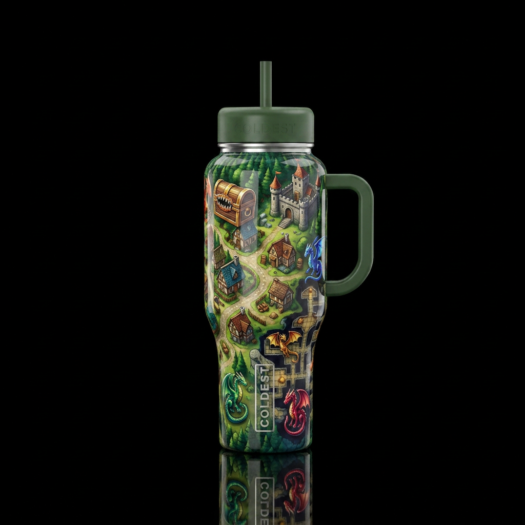 Tiny dragons ,glossy, trompe-l'œil, beautiferous, ... water bottle design