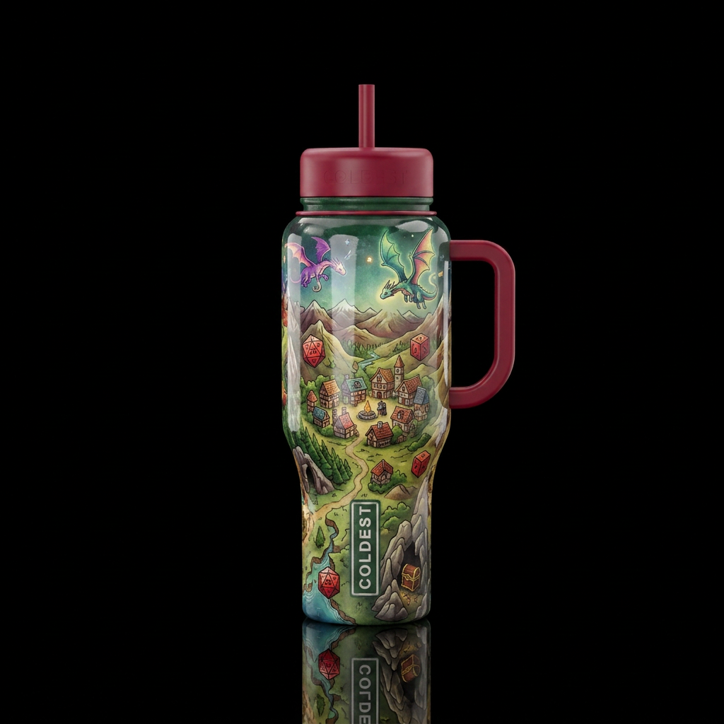 Tiny dragons ,glossy, trompe-l'œil, beautiferous, ... water bottle design