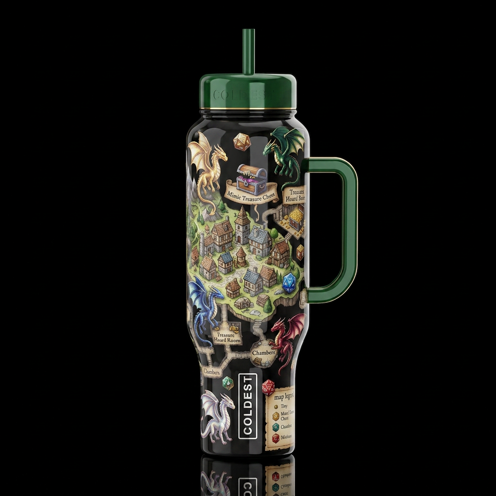 Tiny dragons ,glossy, trompe-l'œil, beautiferous, ... water bottle design