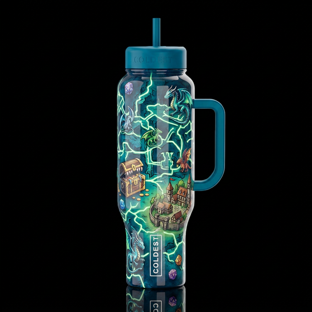 Tiny dragons ,glossy, trompe-l'œil, beautiferous, ... water bottle design