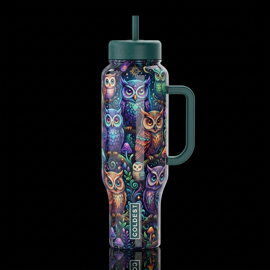 Cartoonish, dreamy eccentric, glossy, trompe-l'œil... water bottle design