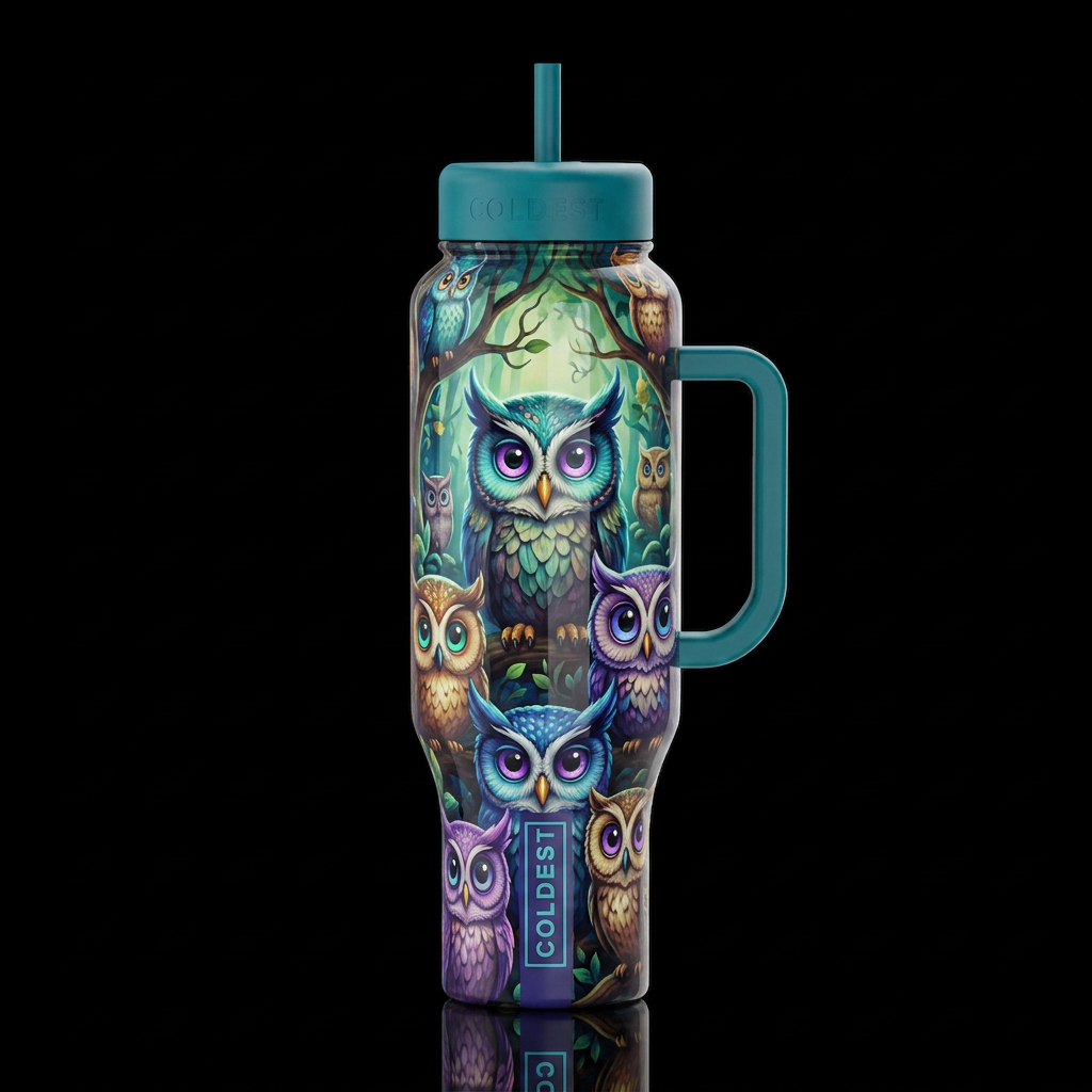 Cartoonish, dreamy eccentric, glossy, trompe-l'œil... water bottle design