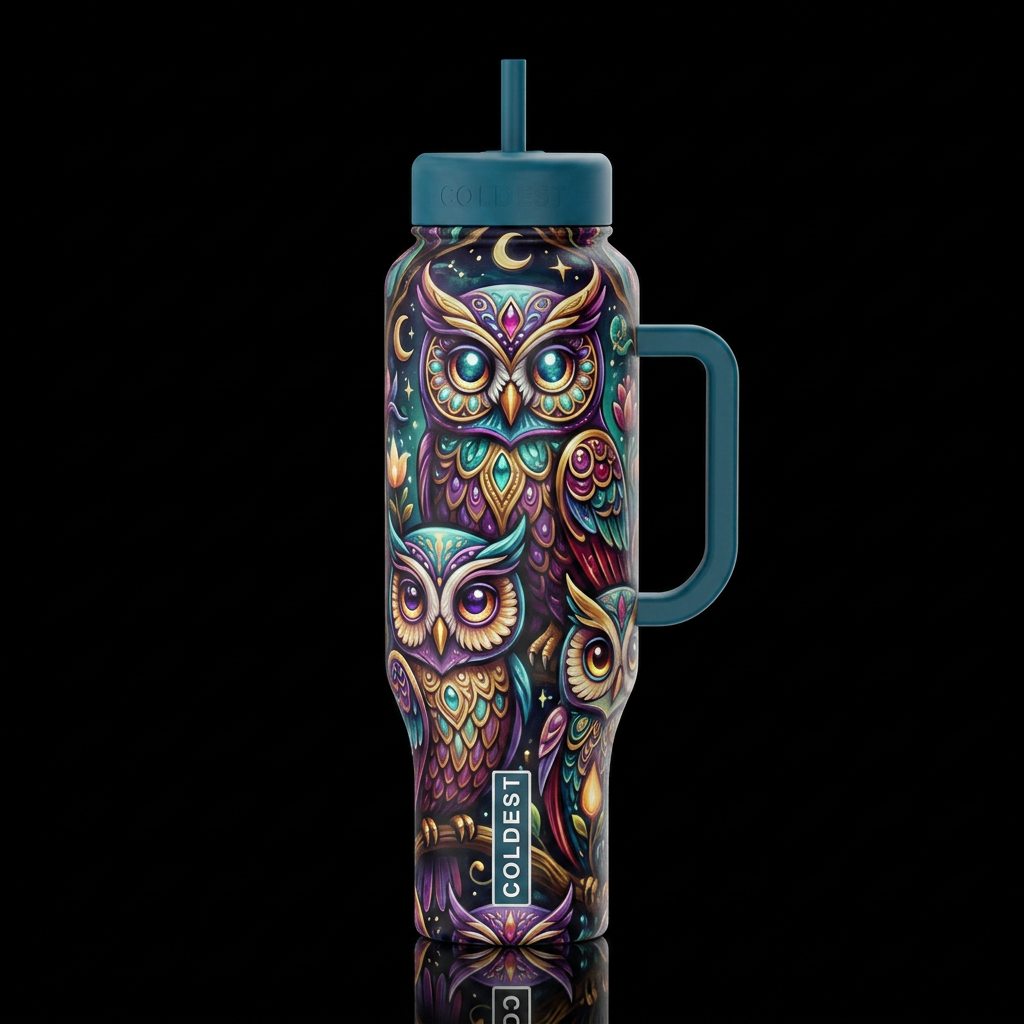 Cartoonish, dreamy eccentric, glossy, trompe-l'œil... water bottle design