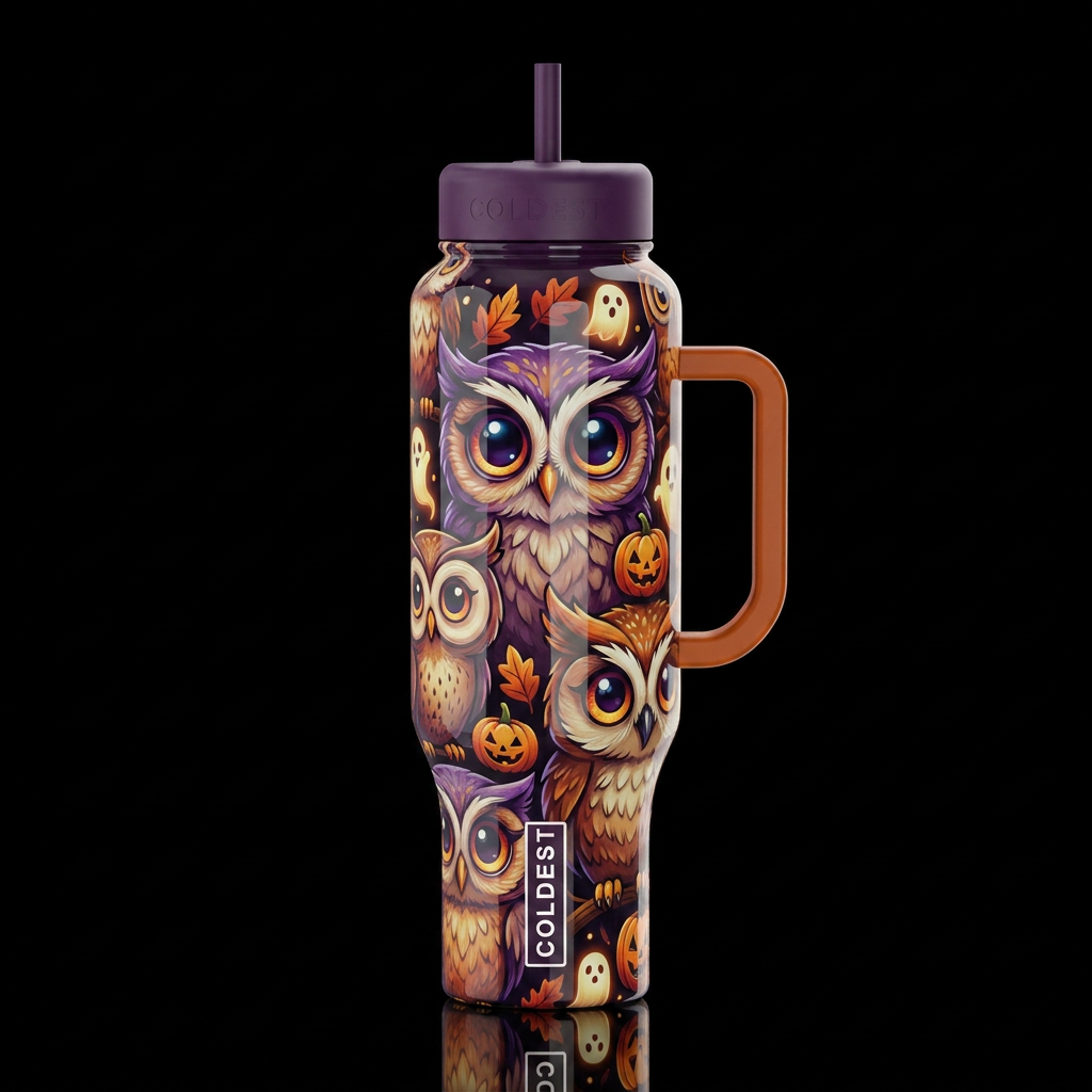 Cartoonish, dreamy eccentric, glossy, trompe-l'œil... water bottle design