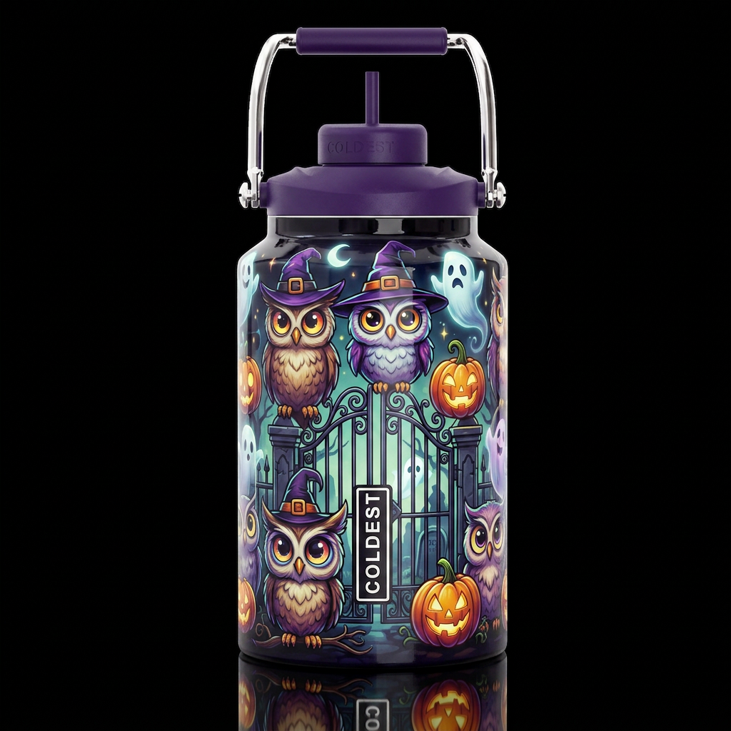 Cartoonish, dreamy eccentric, glossy, trompe-l'œil... water bottle design