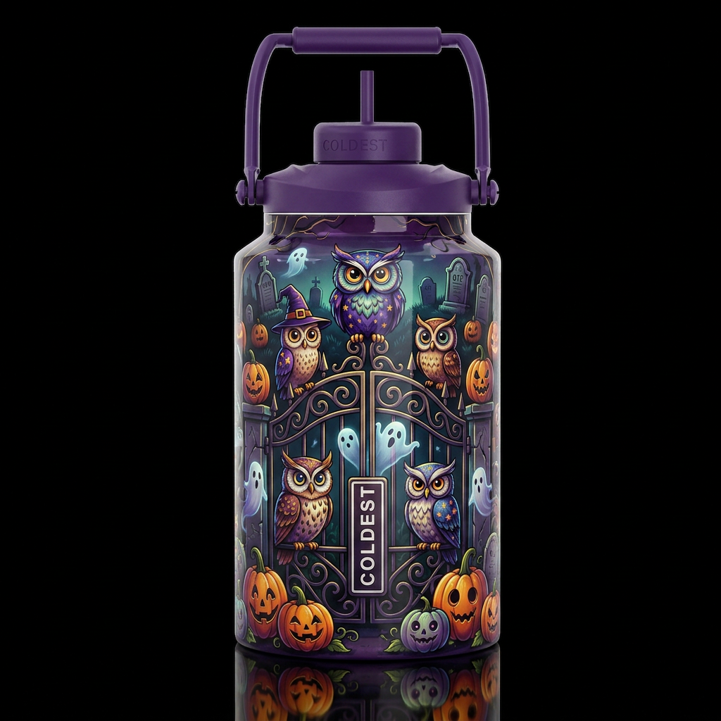 Cartoonish, dreamy eccentric, glossy, trompe-l'œil... water bottle design