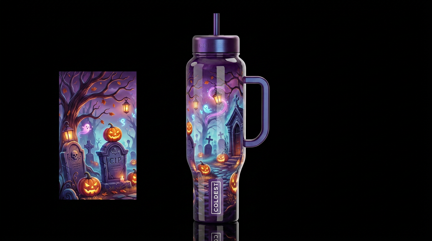 Cemetery on a brisk autumn evening close to Hallow... water bottle design