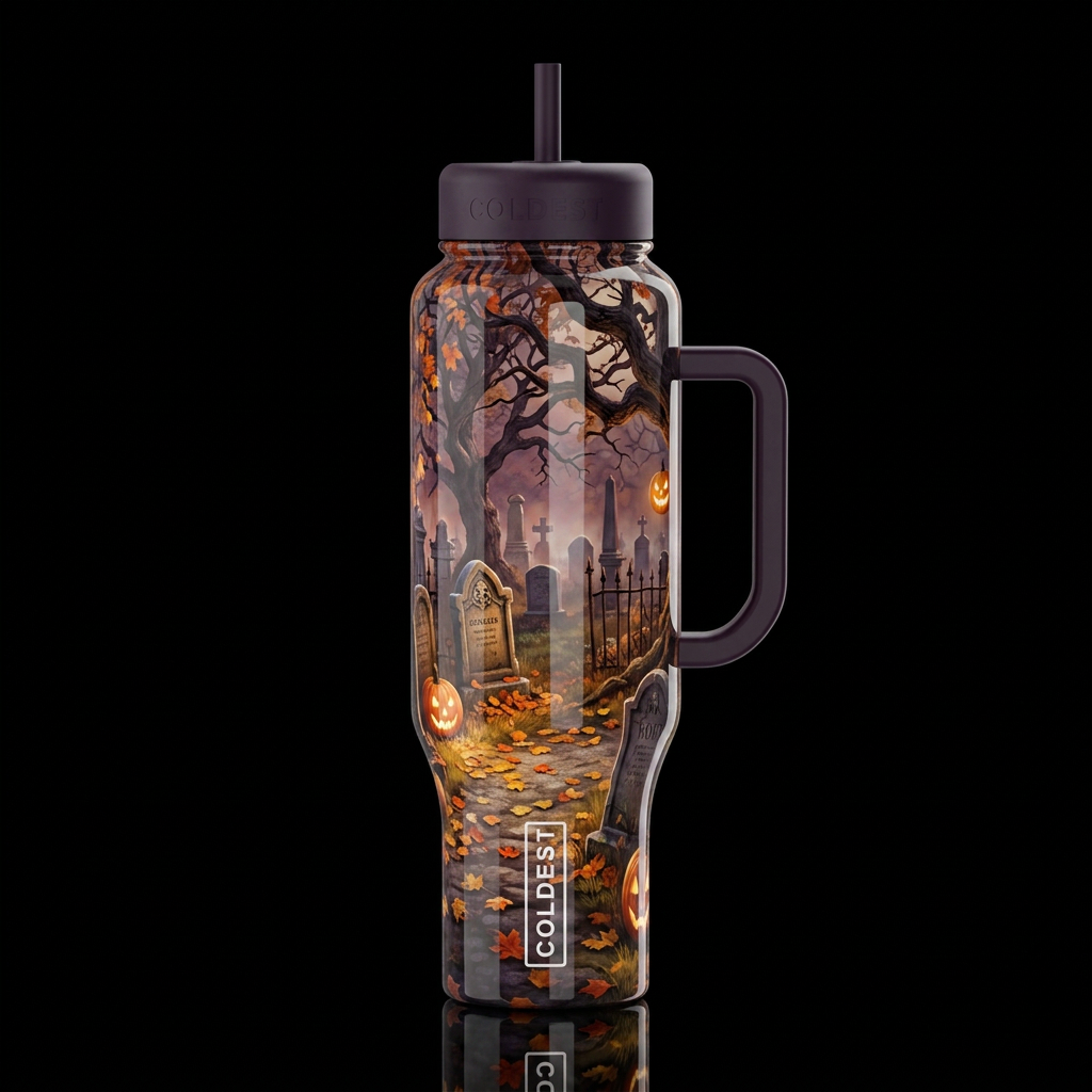 Cemetery on a brisk autumn evening close to Hallow... water bottle design