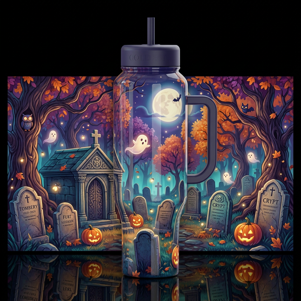 Cemetery on a brisk autumn evening close to Hallow... water bottle design