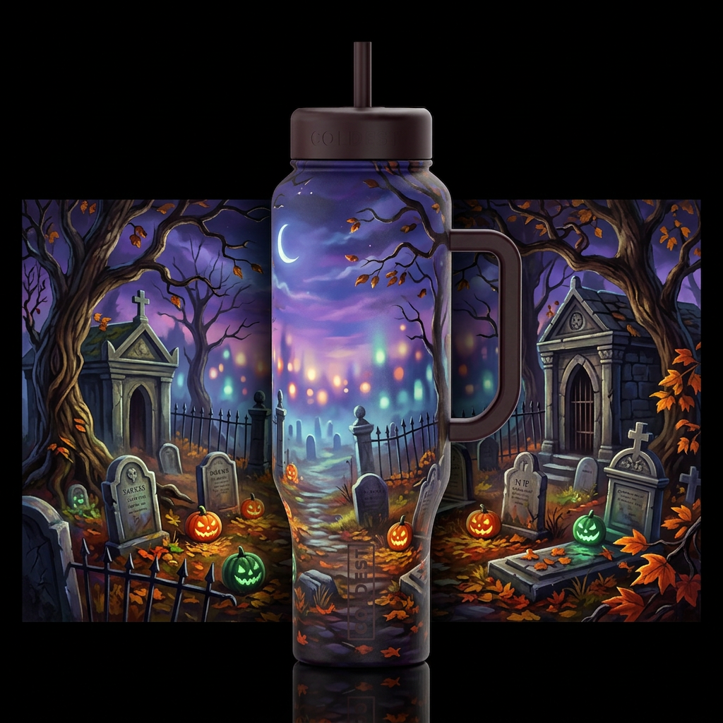 Cemetery on a brisk autumn evening close to Hallow... water bottle design
