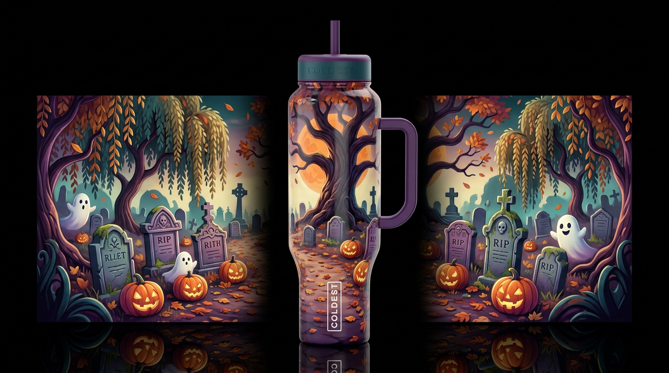 Cemetery on a brisk autumn evening close to Hallow... water bottle design