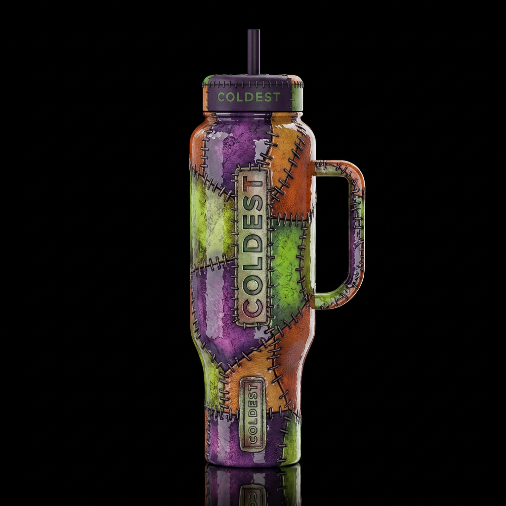 ,Halloween, trompe-l'œil, beautiferous, glossy, st... water bottle design