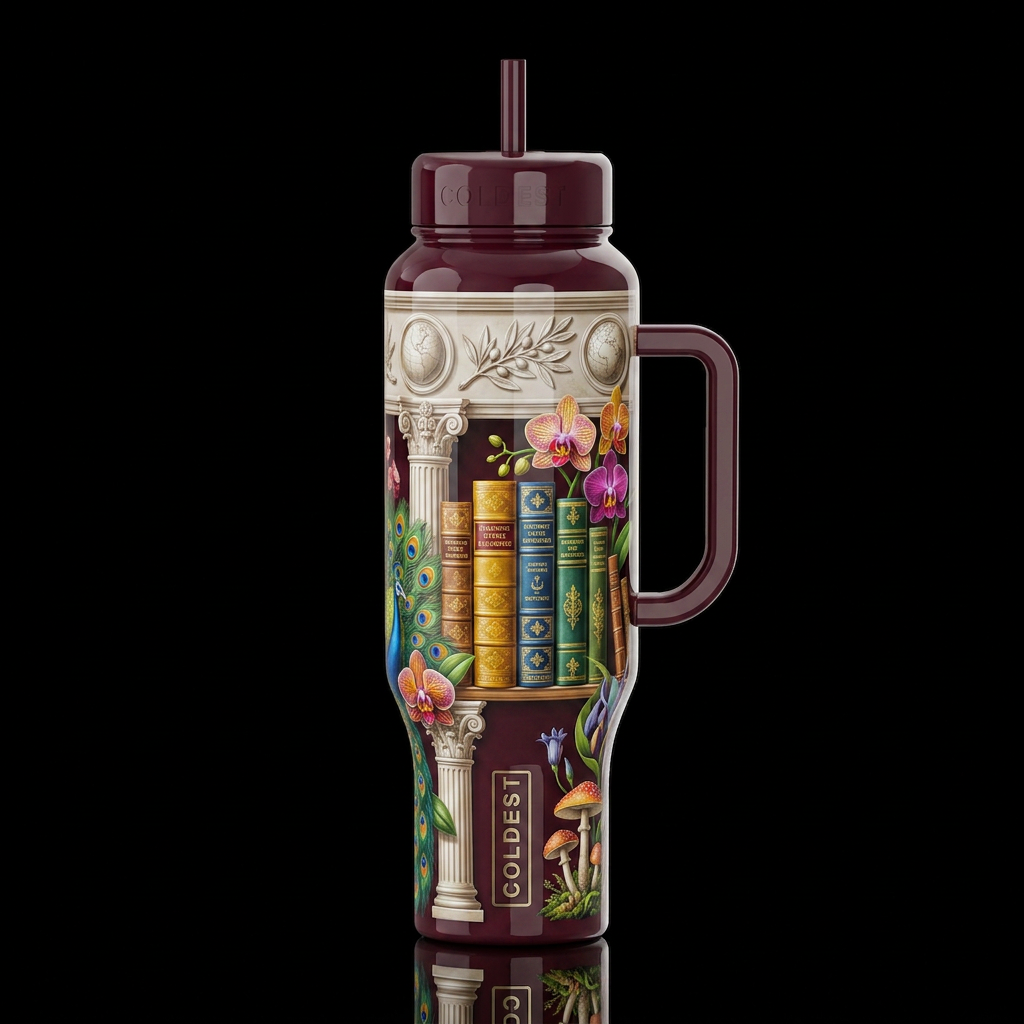 Higher learning, glossy, trompe-l'œil, beautiferou... water bottle design
