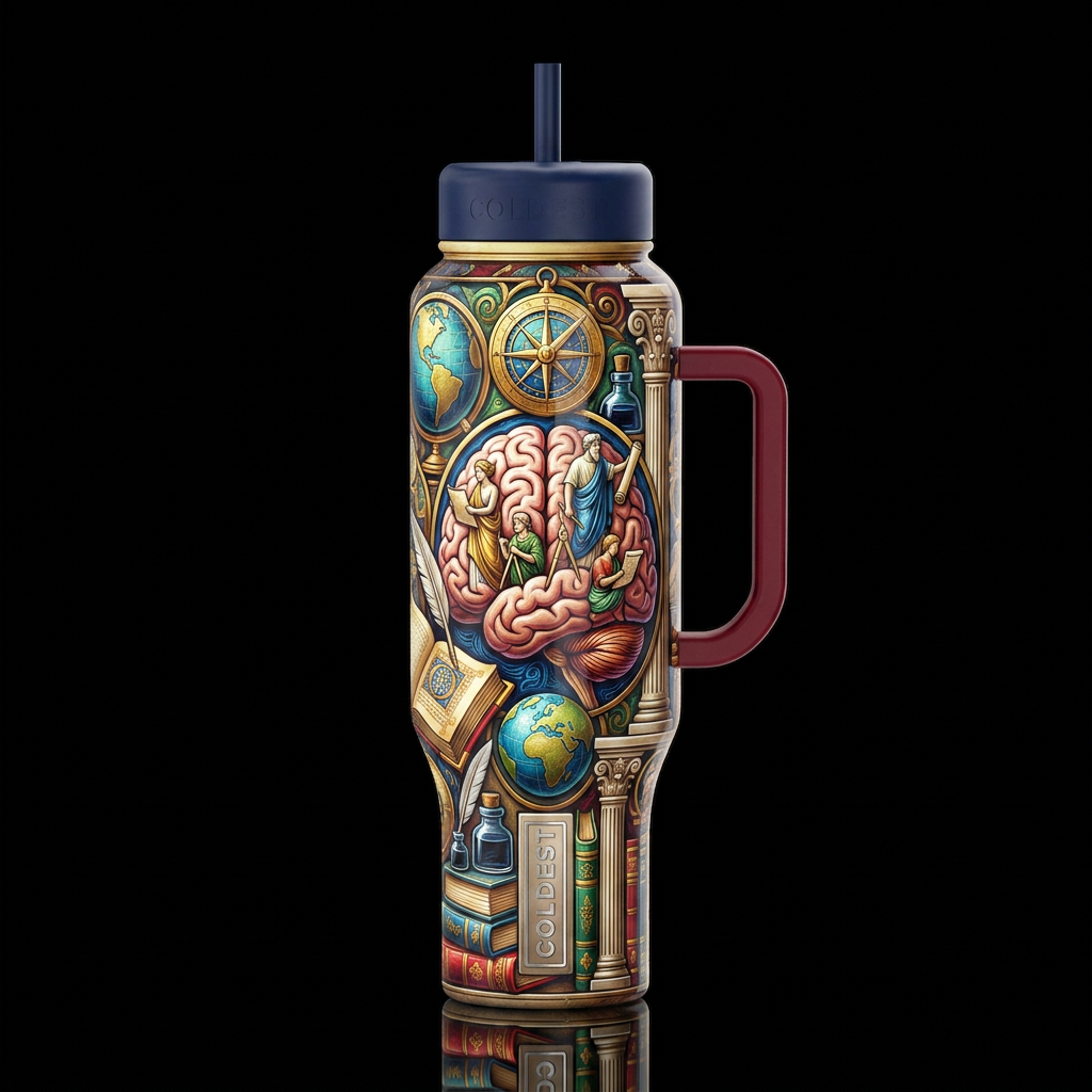 Higher learning, glossy, trompe-l'œil, beautiferou... water bottle design