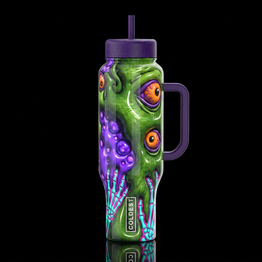 Mutant Halloween, glossy, trompe-l'œil, beautifero... water bottle design