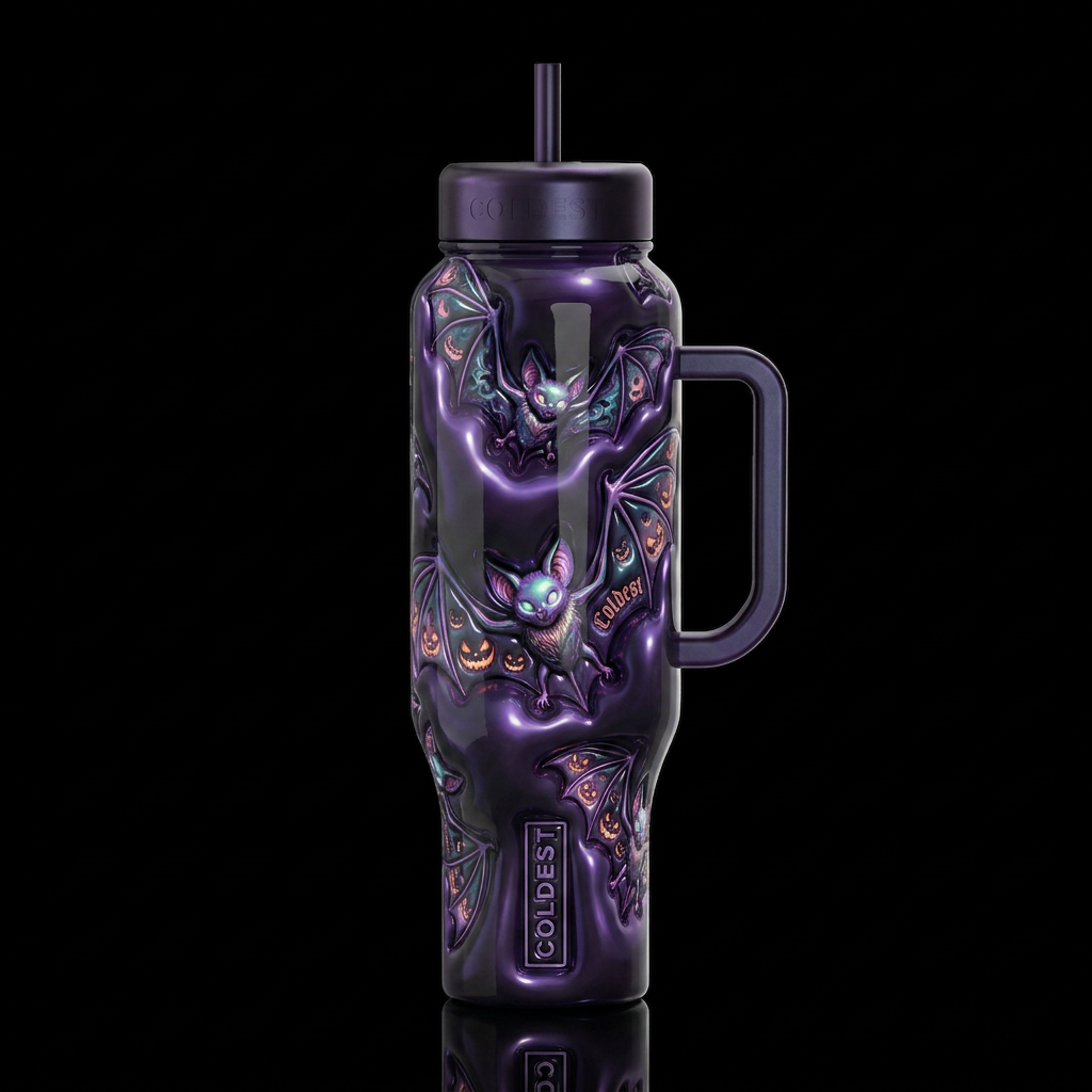 Mutant Halloween bats, glossy, trompe-l'œil, beaut... water bottle design