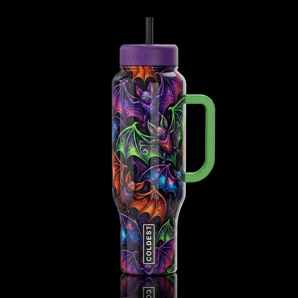Mutant Halloween bats, glossy, trompe-l'œil, beaut... water bottle design