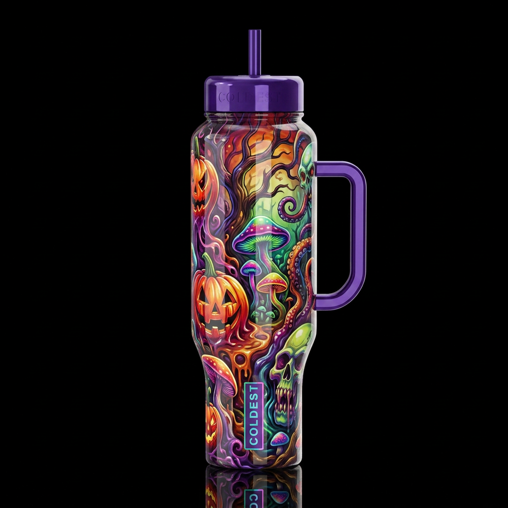 Mutated Halloween, glossy, trompe-l'œil, beautifer... water bottle design