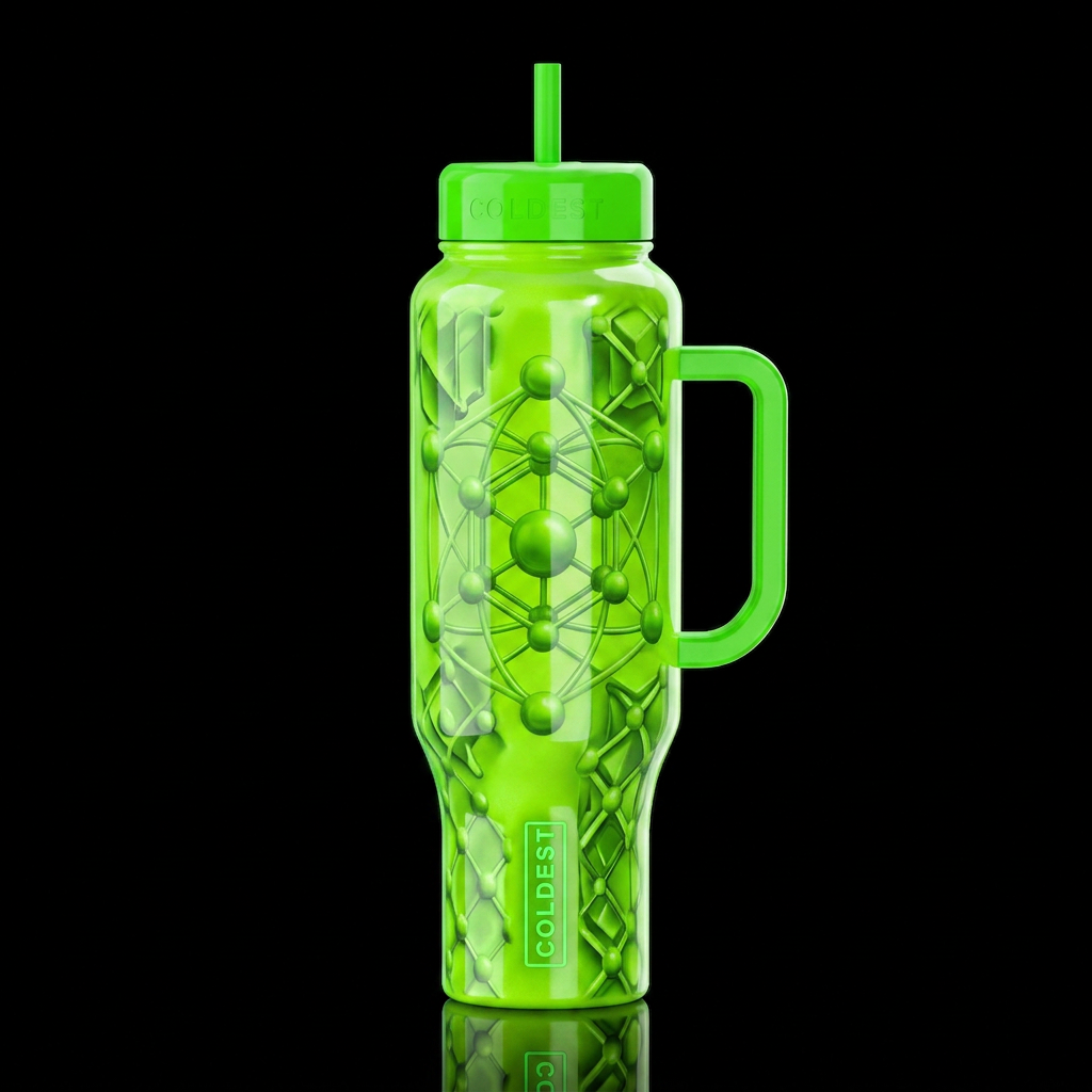 Uranium, glossy, trompe-l'œil, beautiferous water bottle design