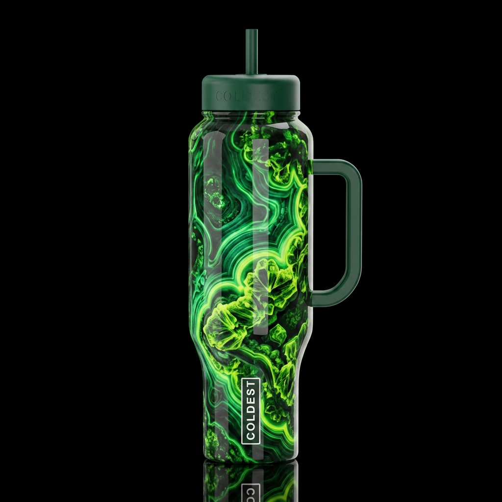 Uranium, glossy, trompe-l'œil, beautiferous water bottle design