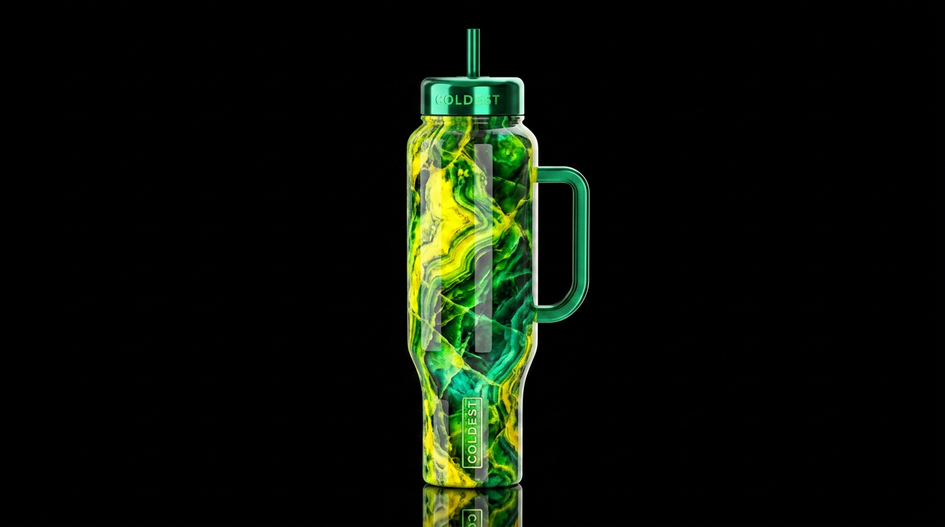Uranium, glossy, trompe-l'œil, beautiferous water bottle design