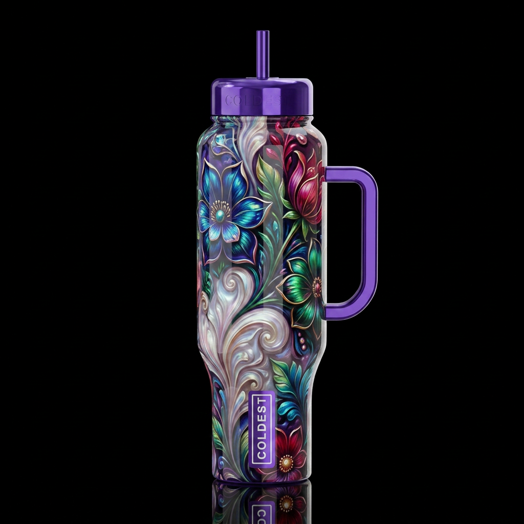 Ambiance, glossy, trompe-l'œil, beautiferous water bottle design