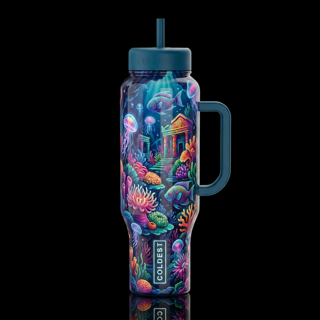 Ambiance, glossy, trompe-l'œil, beautiferous, drea... water bottle design