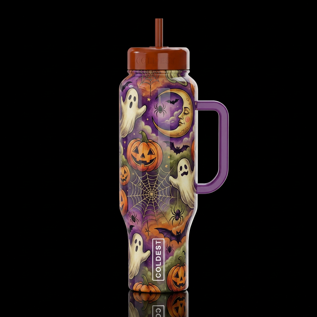 Olde time Halloween, glossy, trompe-l'œil, beautif... water bottle design