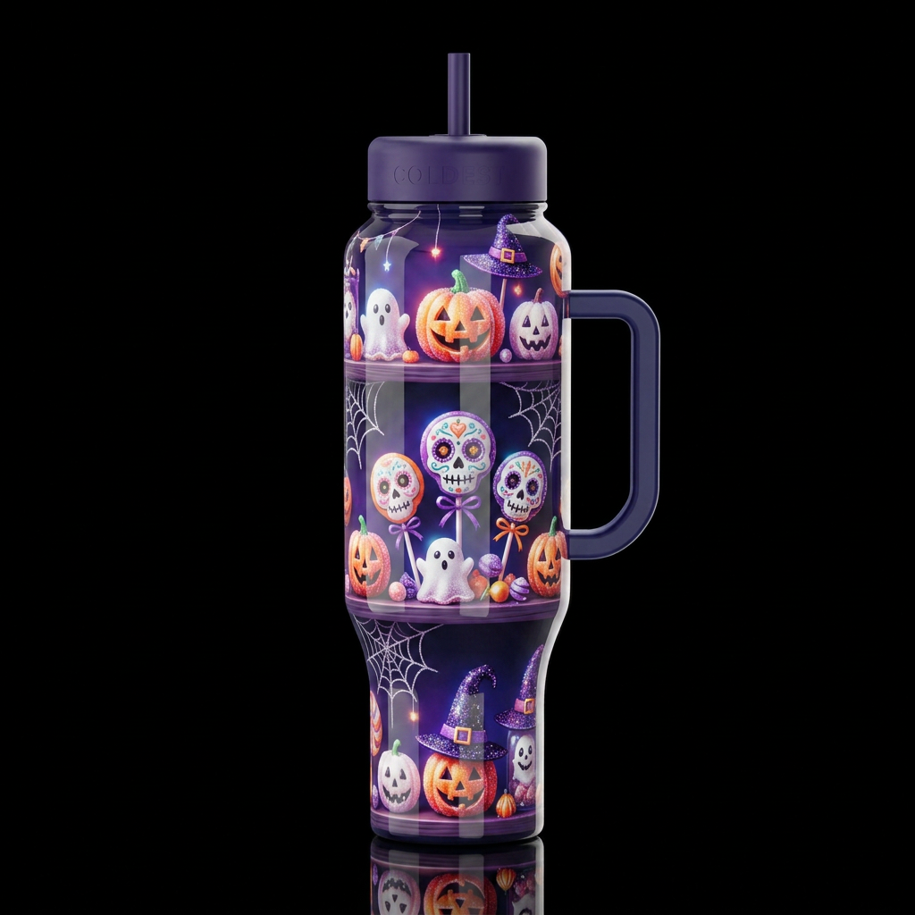 Halloweenshelf, glossy,sugar, trompe-l'œil, beauti... water bottle design